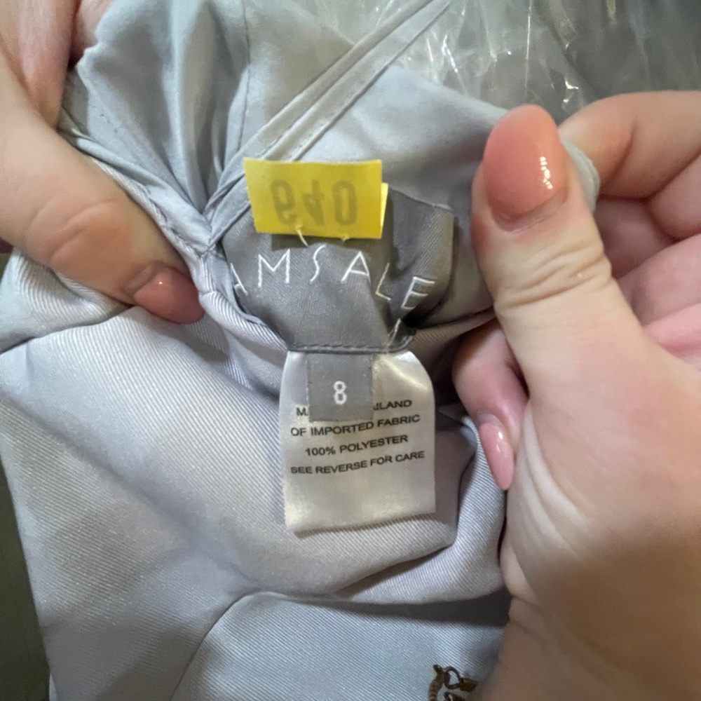 Amsale Austin Platinum Faille Bridesmaid Dress - Picture 6 of 6